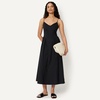 Amazon Essentials Women’s Fit & Flare Thin Strap Cotton Poplin Midi Dress(Black)