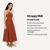 Amazon Essentials Women’s Fit & Flare Thin Strap Cotton Poplin Midi Dress(Brick Red)