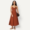 Amazon Essentials Women’s Fit & Flare Thin Strap Cotton Poplin Midi Dress(Brick Red)