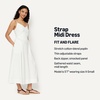 Amazon Essentials Women’s Fit & Flare Thin Strap Cotton Poplin Midi Dress(Bright White)