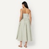 Amazon Essentials Women’s Fit & Flare Thin Strap Cotton Poplin Midi Dress(Washed Khaki Green Even Stripe)