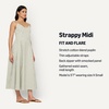 Amazon Essentials Women’s Fit & Flare Thin Strap Cotton Poplin Midi Dress(Washed Khaki Green Even Stripe)
