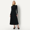 Amazon Essentials Women’s Fit and Flare Jersey Long-Sleeved Maxi Dress(Black)
