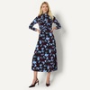 Amazon Essentials Women’s Fit and Flare Jersey Long-Sleeved Maxi Dress(Burgundy Blue Floral)