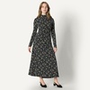 Amazon Essentials Women’s Fit and Flare Jersey Long-Sleeved Maxi Dress(Navy Cream Petals)