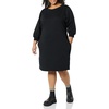 Amazon Essentials Women’s Fleece Blouson Sleeve Boatneck Sweatshirt Dress (Available in Plus Size)(Black)