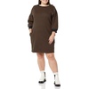 Amazon Essentials Women’s Fleece Blouson Sleeve Boatneck Sweatshirt Dress (Available in Plus Size)(Black Camel Stripe)