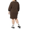 Amazon Essentials Women’s Fleece Blouson Sleeve Boatneck Sweatshirt Dress (Available in Plus Size)(Black Camel Stripe)