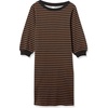 Amazon Essentials Women’s Fleece Blouson Sleeve Boatneck Sweatshirt Dress (Available in Plus Size)(Black Camel Stripe)