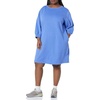 Amazon Essentials Women’s Fleece Blouson Sleeve Boatneck Sweatshirt Dress (Available in Plus Size)(Blue Heather)