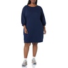Amazon Essentials Women’s Fleece Blouson Sleeve Boatneck Sweatshirt Dress (Available in Plus Size)(Navy)