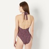 Amazon Essentials Women’s Halter One Piece Swimsuit(Brick Red Lilac Leopard)