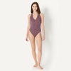 Amazon Essentials Women’s Halter One Piece Swimsuit(Brick Red Lilac Leopard)