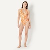 Amazon Essentials Women’s Halter One Piece Swimsuit(Rust Orange Abstract Palms)