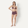 Amazon Essentials Women’s High Rise Boy Short Swim Bikini Bottom(Brick Red Lilac Leopard)
