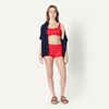 Amazon Essentials Women’s High Rise Boy Short Swim Bikini Bottom(Bright Poppy Red)