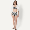Amazon Essentials Women’s High Rise Boy Short Swim Bikini Bottom(Cream Black Floral)