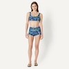 Amazon Essentials Women’s High Rise Boy Short Swim Bikini Bottom(Deep Blue Paisley)