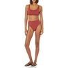Amazon Essentials Women’s High Waist High Leg Bikini Bottom(Brick Red)
