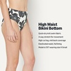 Amazon Essentials Women’s High Waist High Leg Bikini Bottom(Cream Black Floral)