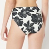 Amazon Essentials Women’s High Waist High Leg Bikini Bottom(Cream Black Floral)