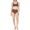 Amazon Essentials Women’s High Waist Swim Bottom (Available in Plus Size)(Brick Red Leopard)