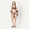 Amazon Essentials Women’s High-Rise High-Leg Swim Bikini Bottom(Brick Red Lilac Leopard)