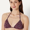 Amazon Essentials Women’s Light Support Triangle Bikini Top with Removable Cups(Brick Red Lilac Leopard)