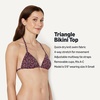 Amazon Essentials Women’s Light Support Triangle Bikini Top with Removable Cups(Brick Red Lilac Leopard)