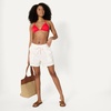 Amazon Essentials Women’s Light Support Triangle Bikini Top with Removable Cups(Bright Poppy Red)