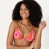 Amazon Essentials Women’s Light Support Triangle Bikini Top with Removable Cups(Bright Red Multi Folk Floral)