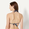 Amazon Essentials Women’s Light Support Triangle Bikini Top with Removable Cups(Deep Blue Paisley)