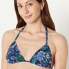 Amazon Essentials Women’s Light Support Triangle Bikini Top with Removable Cups(Deep Blue Paisley)