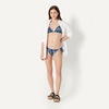 Amazon Essentials Women’s Light Support Triangle Bikini Top with Removable Cups(Deep Blue Paisley)