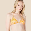 Amazon Essentials Women’s Light Support Triangle Bikini Top with Removable Cups(Yellow Multi Folk Floral)