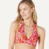 Amazon Essentials Women’s Light-Support Padded Tie Halter Bikini Swimsuit Top (Available in Plus Size)(Bright Red Multi Folk Floral)