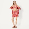 Amazon Essentials Women’s Light-Support Padded Tie Halter Bikini Swimsuit Top (Available in Plus Size)(Bright Red Multi Folk Floral)