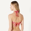 Amazon Essentials Women’s Light-Support Padded Tie Halter Bikini Swimsuit Top (Available in Plus Size)(Bright Red Multi Folk Floral)
