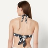 Amazon Essentials Women’s Light-Support Padded Tie Halter Bikini Swimsuit Top (Available in Plus Size)(Cream Black Floral)
