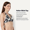 Amazon Essentials Women’s Light-Support Padded Tie Halter Bikini Swimsuit Top (Available in Plus Size)(Cream Black Floral)