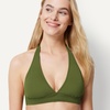 Amazon Essentials Women’s Light-Support Padded Tie Halter Bikini Swimsuit Top (Available in Plus Size)(Olive)