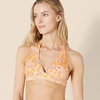 Amazon Essentials Women’s Light-Support Padded Tie Halter Bikini Swimsuit Top (Available in Plus Size)(Yellow Multi Folk Floral)