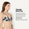 Amazon Essentials Women’s Light-Support Triangle Bikini Swimsuit Top with Adjustable Straps(Cream Black Floral)