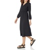 Amazon Essentials Women’s Lightweight Georgette Long Sleeve V-Neck Midi Dress (Available in Plus Size)(Black)