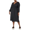 Amazon Essentials Women’s Lightweight Georgette Long Sleeve V-Neck Midi Dress (Available in Plus Size)(Black)