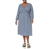 Amazon Essentials Women’s Lightweight Georgette Long Sleeve V-Neck Midi Dress (Available in Plus Size)(Blue  Ditsy Floral)