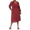 Amazon Essentials Women’s Lightweight Georgette Long Sleeve V-Neck Midi Dress (Available in Plus Size)(Burgundy)