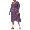 Amazon Essentials Women’s Lightweight Georgette Long Sleeve V-Neck Midi Dress (Available in Plus Size)(Dark Blue  Pansy)
