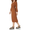 Amazon Essentials Women’s Lightweight Georgette Long Sleeve V-Neck Midi Dress (Available in Plus Size)(Dark Chestnut Brown  Diamond)