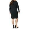 Amazon Essentials Women’s Long Sleeve Classic Wrap Dress, V Neck, Pleated, Midweight Fabric (Available in Plus Size)(Black)
